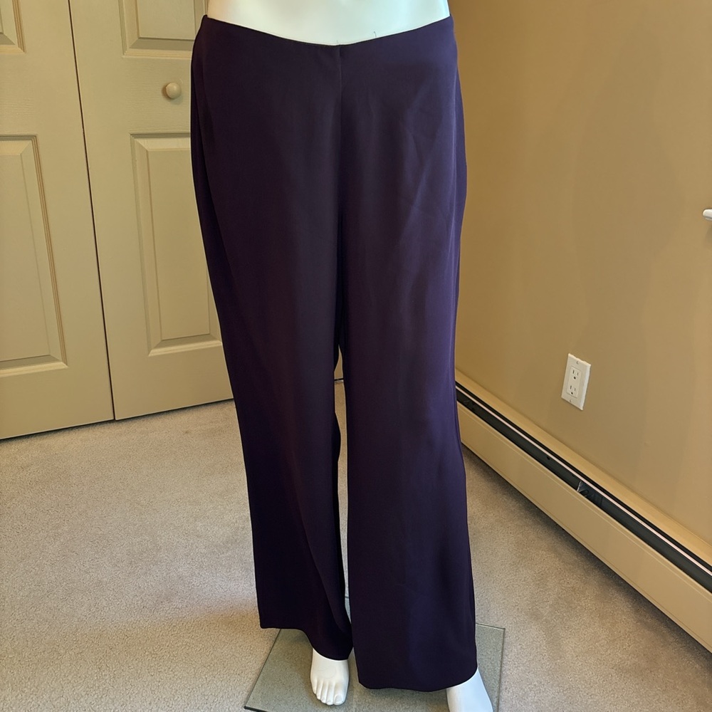 EILEEN FISHER wide leg purple silk pants